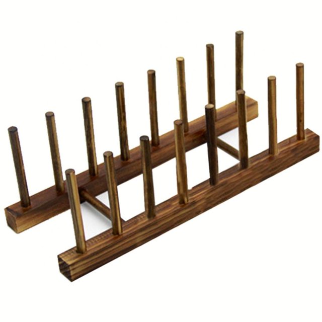 Bamboo Dish Plate Bowl Cup Book Pot Lid Cutting Board Drying Rack Stand Drainer Storage Holder Organizer Kitchen Cabinet(Keep Dry)