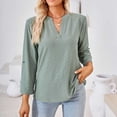 thumbnail image 4 of Pompotops T-shirt Mode Femme Col en V Manches Longues Ample en Solde, 4 of 7