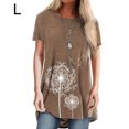 thumbnail image 2 of yingyy T-shirt pour Femme Imprimé Blouse Décontractée à Manches Courtes Col Rond Haut, Bleu, P Café L, 2 of 5
