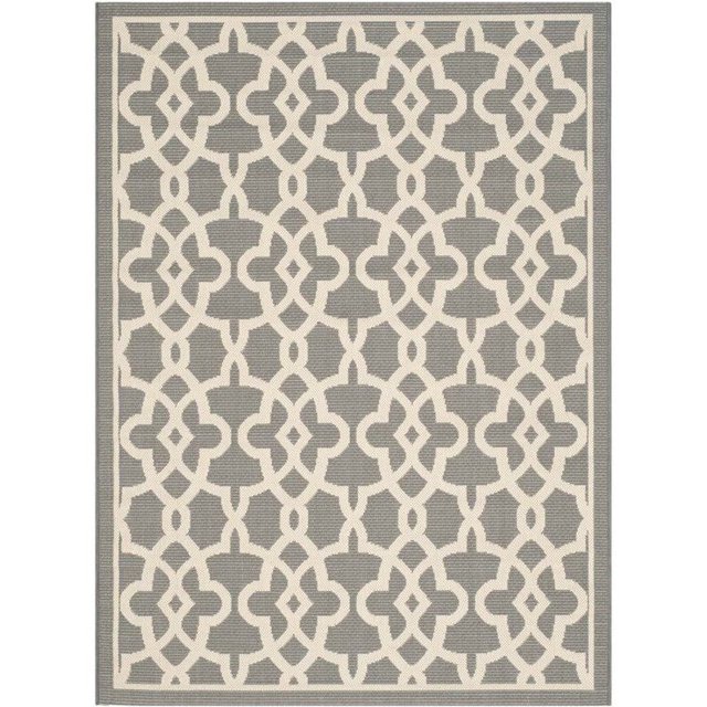 Safavieh Courtyard Tapis Gris d'Intérieur et d'Extérieur - 4 Pieds x 5 Pieds7 Pouces