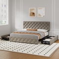 thumbnail image 1 of CazToi Queen Size Storage Bed 4 Drawers Adjustable Headboard 1000LB Capacity PU Leather Bed Frame, 1 of 8