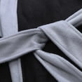 thumbnail image 3 of Men's Color Blocked Velvet Bathrobe Pajama Sleeping Robe with Hood, 3 of 7