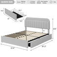 thumbnail image 3 of PIONEERWORKS Queen Bed Frame with Storage Headboard, Boucle Upholstered Platform Bed with Bookcase & 2 Drawers, No Box Spring Needed, Easy Assembly, Grey, 3 of 7