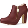 thumbnail image 1 of Unique Bargains Women's Chunky High Heel Platform Round Toe Ankle Boots, 1 of 7