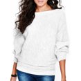 thumbnail image 1 of MAWCLOS Women Pullover Solid Color Jumper Tops Winter Warm Sweater Cozy Work Bat Sleeve Knitted Sweaters White L, 1 of 2
