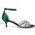 thumbnail image 2 of BLISSFUL STEP Women's Satin Rhinestone Stiletto Heel Sandals Green (Size 7.5), 2 of 7