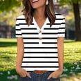 thumbnail image 2 of Chemise à Manches Courtes à Col en V pour Femmes, Haut Imprimé en Polyester avec devant à Boutons, Longueur Régulière, Coupe Amincissante Échancrée, Noir, P, 2 of 9