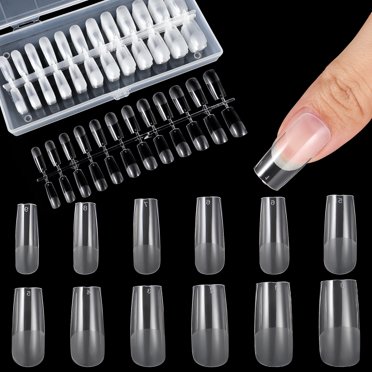 240pcs Nail Tips Full Cover Nail Extension Tips Long Clear Nail Tips Gel Polish Practice Nail Tips Artificial Nail Extensions