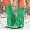 thumbnail image 2 of Kcodviy Womens Boots Comfortable Pull Women's Mid on Chunky Heel Pointed Women's Mid Toe Fringed Boots Western Women's Mid Knee High Boots Mid Women's Mid Boots, 2 of 9