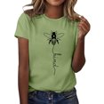 thumbnail image 2 of JIRNDf Hauts d'Été pour Femmes T-Shirts Tendance Imprimé Floral Col Rond Manches Courtes Décontracté Confortable Élégant Mignon Graphique T-Shirts pour Femmes Vert L, 2 of 5