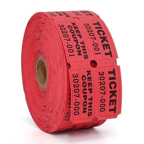 L LIKED Billets de Tirage Doubles Rouleaux 1000 par Rouleau Billets de Tirage 50/50 pour Événements, Inscription, Récompense de Classe, Collecte de Fonds et Prix (Rouge)