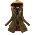 thumbnail image 1 of MAWCLOS Ladies Parka Jacket Drawstring Overcoat Trim Coat Casual Winter Hooded Outwear Army Green L, 1 of 2