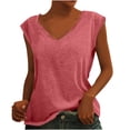 thumbnail image 1 of Pompotops Womens Solid Color Cap Sleeve Blouses T-Shirt Casual Loose Fit Basic Shirts Tank Tops, 1 of 8