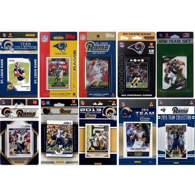 CandICollectables RAMS1015TS NFL St. Louis Rams 10 Ensembles d'Équipe de Cartes à Échanger sous Licence Différents