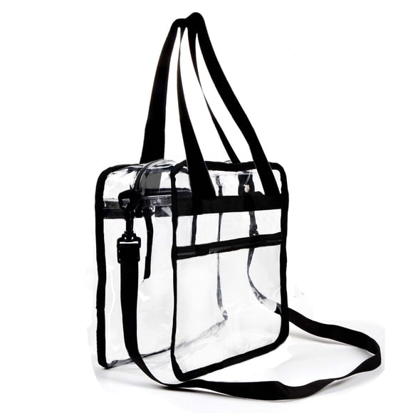 Sac Transparent 12 X 12 X 6, Approuvé par les Stades, Sac Fourre-Tout Transparent, Robuste, Bretelles et Dessus et Intérieur Zippés