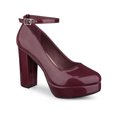thumbnail image 1 of BLISSFUL STEP Escarpins à Talon Bloc pour Femme Plateforme Bride à la Cheville Bout Rond Talon Bourgogne 11, 1 of 7