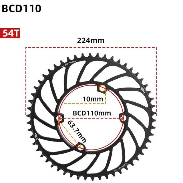GLFILL Road Bike Single Chainwheel 110BCD 4 Bolts 48T-56T Narrow Wide Tooth Chainring