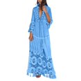 thumbnail image 1 of TJAZFJPA Robe d'Été pour Femmes à Col en V avec Franges Grande Taille Décontractée Bohème Couleur Dentelle Unie Robe Mode Longue Robe pour Femmes Robe de Grossesse Robes en Soie pour Femmes, 1 of 6