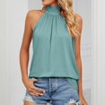 thumbnail image 2 of HBFAGFB Hauts pour Femmes Dames Simple Col Suspendu Lacé Sans Manches Gilet Vêtements Mode Vert Taille g, 2 of 6