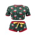 thumbnail image 3 of Ensemble de Noël pour Femmes Deux Pièces Manches Courtes Col Crop Top Shorts, 3 of 6