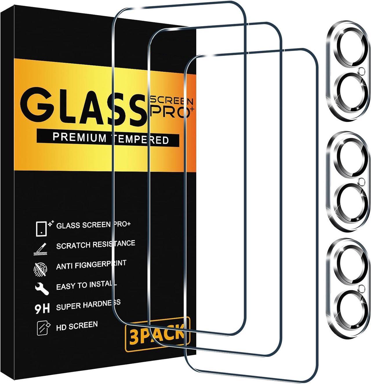 3 Pack Screen Protector for iPhone 16 Plus with 3 Pack Camera Lens Tempered Glass Protector, 6.7 Inch HD Clear 9H Hardness Full Coverage, Scratch Resistent, Easy Installation, Bubbles Free