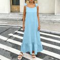 thumbnail image 2 of Sentmoon Plus Size Spring Dress Party Sleeveless Crew Neck Womens Sundresses Summer Solid Color Open Back Regular Fit Vacation Dresses for Women Streetwear for Summer and Hot Weather S, 2 of 8
