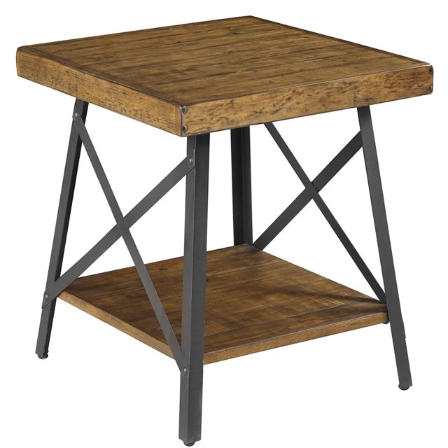Wallace & Bay Chandler Wood Square Accent Side End Table with Storage Shelf