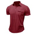 thumbnail image 2 of Lightweight Mens Dress Shirts Short Sleeve Solid Trendy Lapel Loose Fit Pullovers with Pocket(Wine,S), 2 of 4