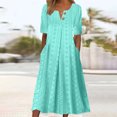 thumbnail image 1 of Babysbule Liquidation Robes d'Été pour Femmes, Mode Femmes Décontractée Ample Imprimé Papillon Col en V Manches Mi-Longues Boutons Poches Robe Longue, 1 of 6