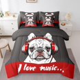 thumbnail image 1 of YST Hippie Pug Cartoon Dog 7-Piece Bed in a Bag Set, Queen (7 Count), 1 of 4