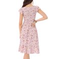 thumbnail image 3 of INSPIRE CHIC Robes pour Femmes Manches Courtes Smockées Florales Été Midi Robe d'Été S Blanc, 3 of 7