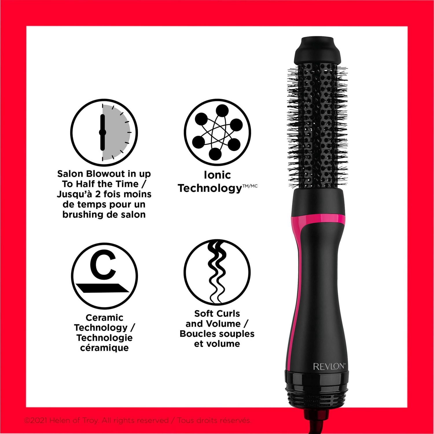 Revlon One-Step Brosse Chauffante à Air Chaud Ronde 1,5″ avec Booster de Racines en Céramique