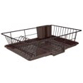 thumbnail image 3 of 3 Piece Rust-Resistant Vinyl Dish Drainer with Self-Draining Drip Tray, Brown, 3 of 5