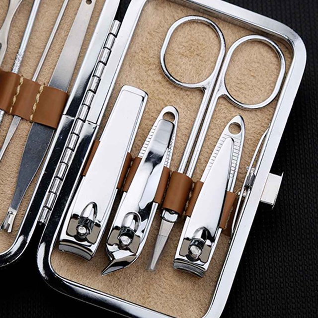 10Pcs/set Stainless Steel Manicure Set Nail trimmer kit Clippers Cleaner Grooming Kit Nail Care Nail Trimmer Set
