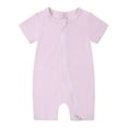 thumbnail image 1 of AherBiu Unisex Baby Clothes Short Sleeve Zip up Newborn Onesie Summer Crewneck Solid Color Rompers Outfits, 1 of 2