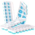 thumbnail image 3 of Ice Cube Trays 4 Pack, Easy-Release Silicone and Flexible 14-Ice Cube Trays with Spill-Resistant Removable Lid, BPA Free, for Cocktail, Beer, Stackable Flexible Ice Molds, 3 of 9