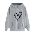 thumbnail image 1 of MeetoTime Sweat à Capuche pour Femmes Automne Basique Imprimé en Polaire Manches Longues avec Poches, 1 of 5