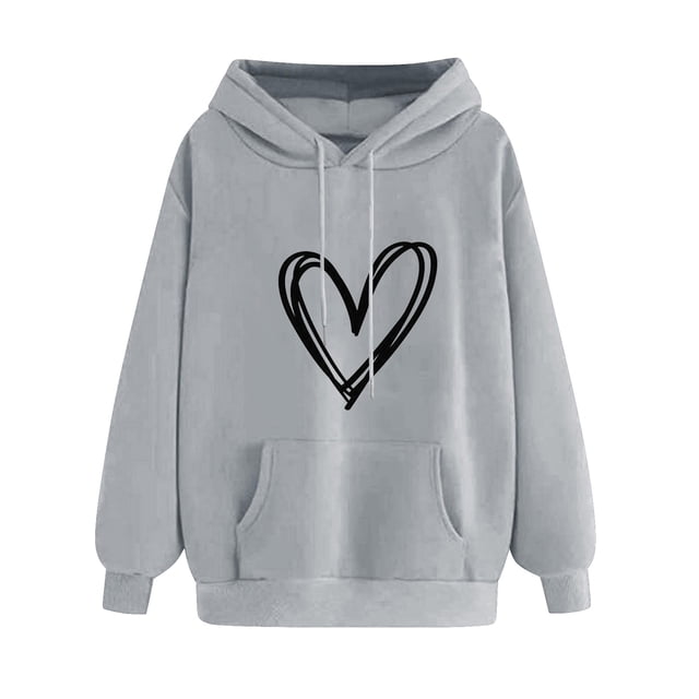 MeetoTime Sweat à Capuche pour Femmes Automne Basique Imprimé en Polaire Manches Longues avec Poches