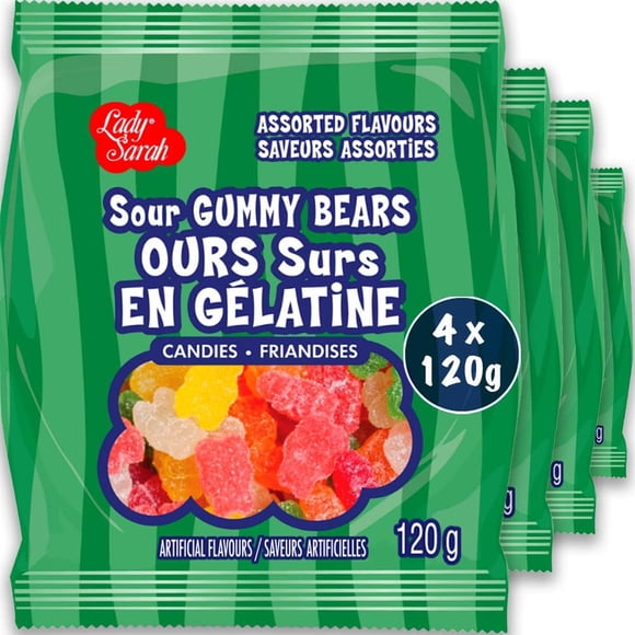 Lady Sarah Candy Bags - Sour Gummy Bears, 120g (4 Pack)