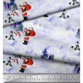 thumbnail image 2 of Soimoi Rayon Fabric Snowman,Santa & Tree Christmas Printed Fabric 1 Yard 56 Inch Wide, 2 of 3