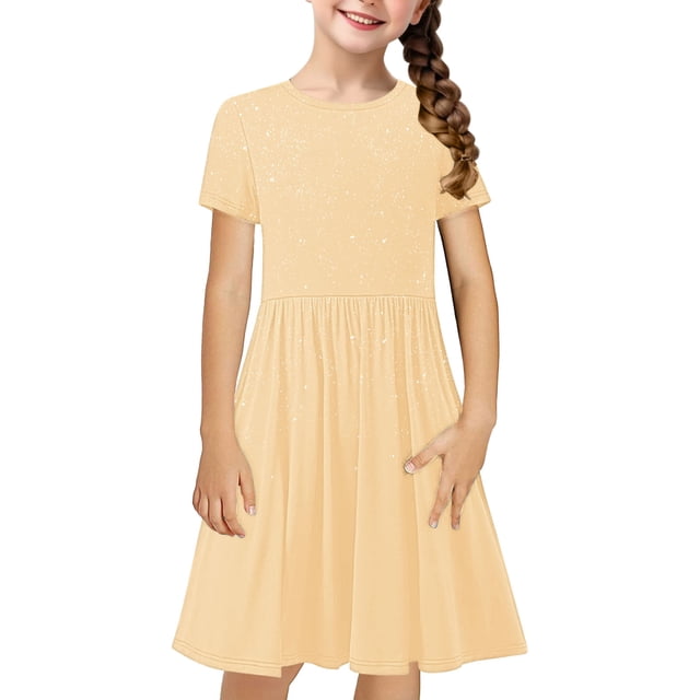 Rbaofujie Robe Décontractée pour Tout-Petites Filles, Manches Courtes, Col Ras du Cou, Robe à Motif de Dessin Animé