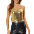 thumbnail image 1 of INSPIRE CHIC Women's Metallic Camisole Spaghetti Straps Backless Tank Tops M Gold, 1 of 6