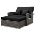 thumbnail image 2 of Costway Wicker Loveseat Sofa Set Patio Rattan Daybed with Ottoman & Retractable Side Tray Black, 2 of 10