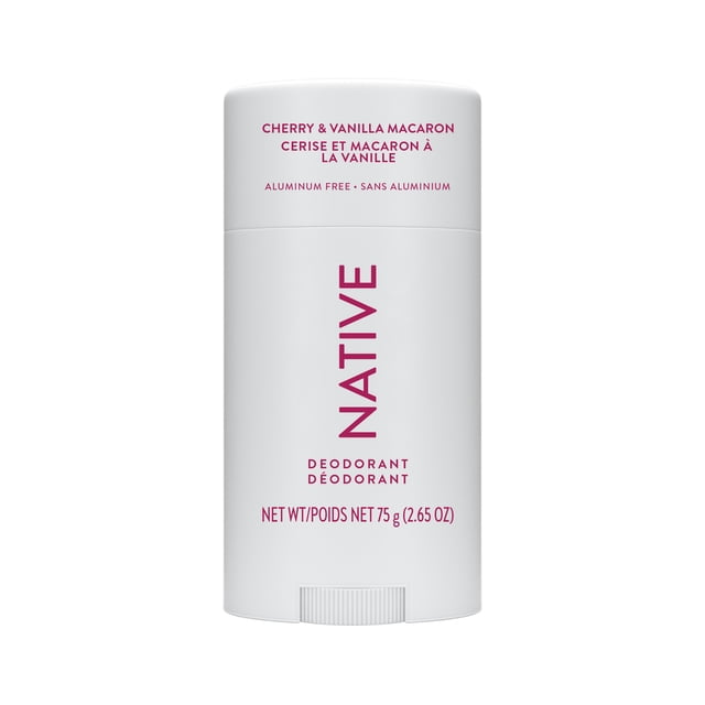 Native Aluminum Free Deodorant For Women, 72 Hour Solid Deodorant Stick, Cherry & Vanilla Macaron, 75 g