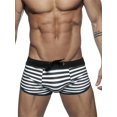 thumbnail image 4 of Men's Sporty Swim Trunks, Quick Dry Striped Design Comfortable Beachwear, Hot Spring Swimwear, 4 of 5