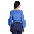 thumbnail image 2 of Moomaya Printed Womens Crop Top Wrap Style Top Wear Ruffle Long Sleeve Casual Summer Blouse, 2 of 5