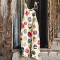 thumbnail image 2 of QATAINLAV Womens Loose Fit Wide Leg Overalls with Pockets Cotton Linen Sleeveless Spaghetti Strap Baggy Romper Easter Rabbit Egg Graphic Jumpsuits Multicolor M Today Sales, 2 of 6