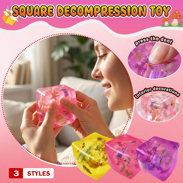 Balle Anti-Stress Cube Molle, à Remontée Lente, Sensorielle Douce à Presser, Fidget, pour Évacuer l'Anxiété, Cadeau Fantaisie pour Bureau et Fête