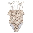 thumbnail image 1 of WEIYLL Girls One Piece Swimsuits 1Pc Bikini Color Floral Print Rash Guard Beach Pool Khaki Beachwear for 18-24 Months, 1 of 4