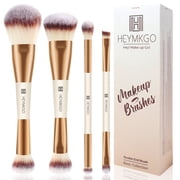 DUAIU Makeup Brushes Duo End Foundation Powder Buffer and Contour Brush Synthetic Cosmetic Tools 4Pcs